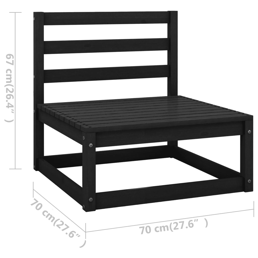 10-tlg. Garten-Lounge-Set mit Kissen Schwarz Kiefer Massivholz